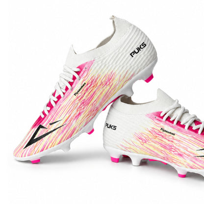 PUKS Fly Zoomex FG Football Boots – White/Pink