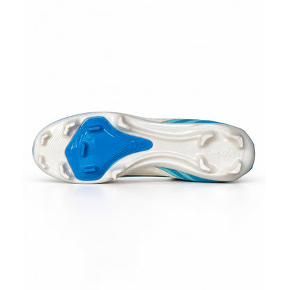 ANZA Vayu Laceless Soccer Boots – White, Blue & Gold
